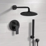 Remer SFH72 Matte Black Rain Shower System with Handheld, Rain Shower Head, Shower Faucet Set